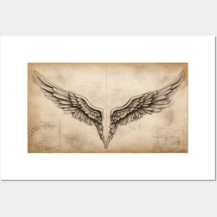 Vintage Sketch Wings Posters and Art